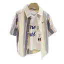 Boys' Casual Striped Shirt with Printed T-Shirt